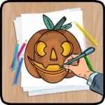 how to draw halloween android application logo